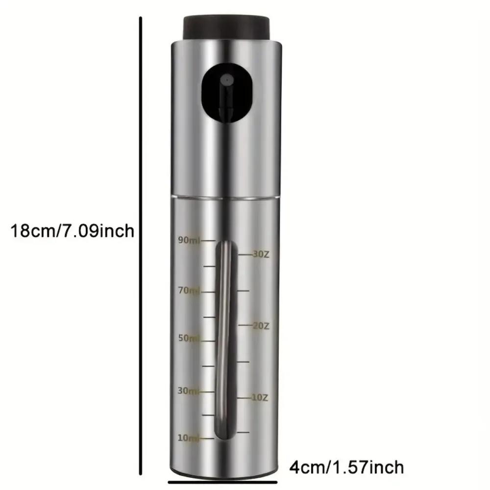 100ML Stainless Steel Oil Leak-proof Spray Bottle Barbecue Oil Pot Seasoning Bottle with Scale for Cooking Air Fryer BBQ Baking
