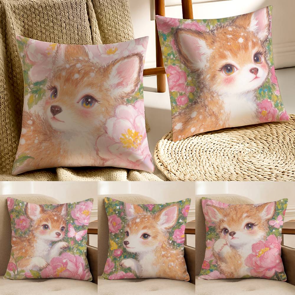 Oil painting style Anime Pillow Case Anti-dustmite Pillowcase Invisible zipper silky Sofa cushion cover