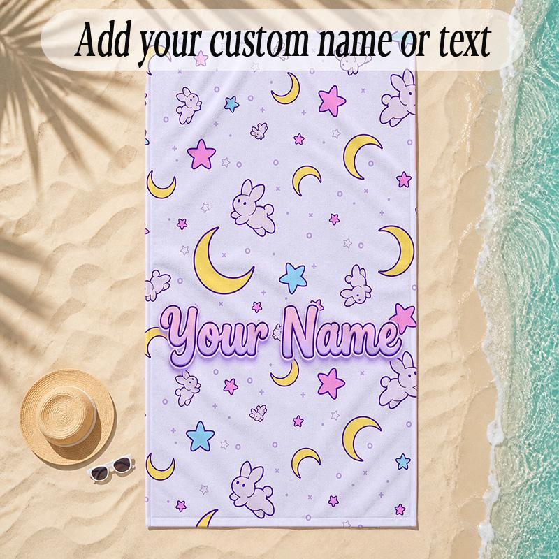 Beach TowelSailor Moon Custom Name Text Personalized Soft Towel for Beach Pool Indoor Home Decor Gift