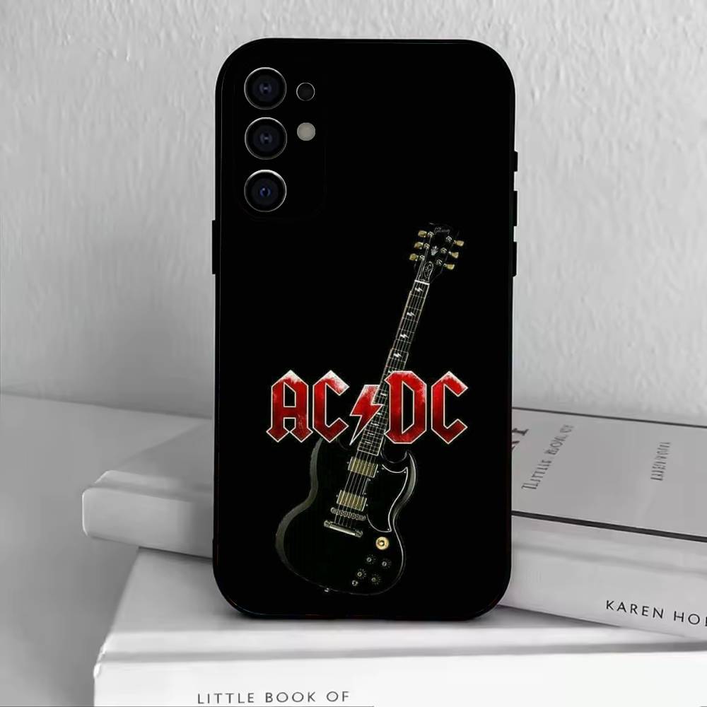 AD AC DC Phone Case Black Silicone Soft For Samsung S25,S24,S21,S22,S23,S30,Ultra,S20,Plus,Fe,Lite