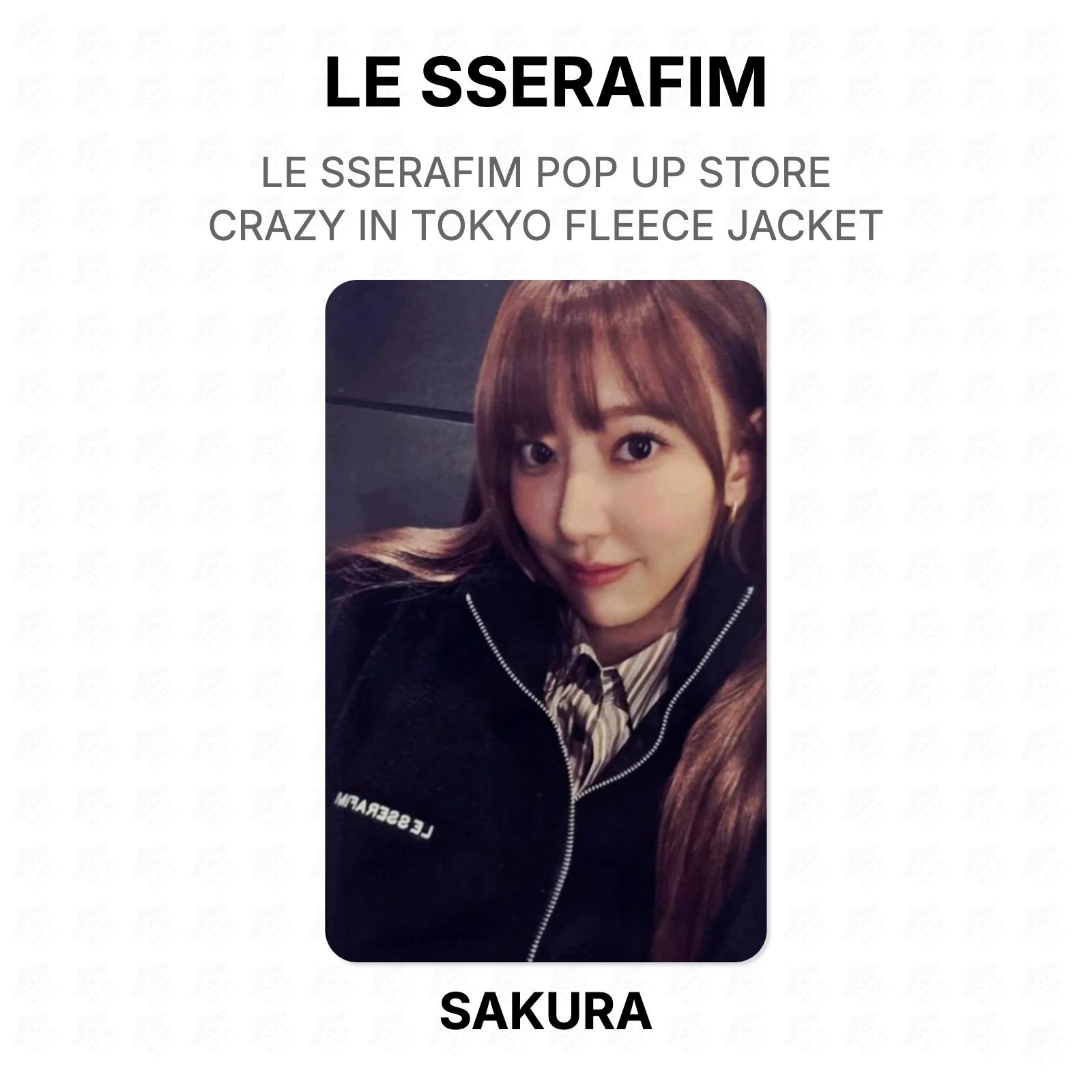 LE SSERAFIM SAKURA POP UP STORE CRAZY IN TOKYO FLEECE JACKET Official Photocard SAKURA