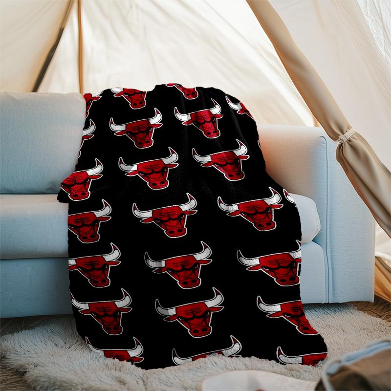 Bulls Print Flannel Blanket, Soft Warm Lightweight Throw Blanket for Living Room,Sofa Bed Camping Office