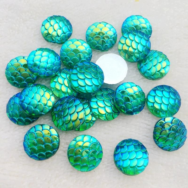 80pcs Round AB Resin Crystal Fish Scales Flat Back Rhinestone Scrapbook Wedding Decoration Scrapbooking Diy Accessories