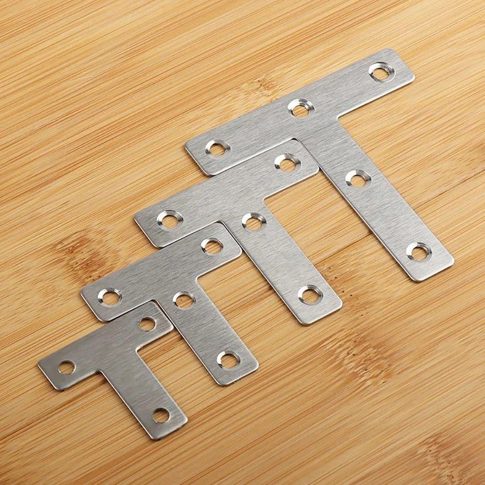 10Pcs 40/50/60/80mm Connection Plate Flat Fastener Corner Bracket Angle Bracket  Hardware Accessory