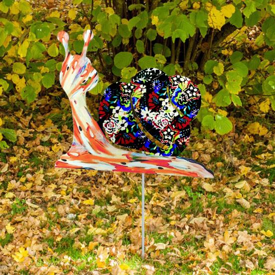 Metal Snail Garden Stake Decoration Weather-proof Indoor Outdoor Yard Lawn Patio Pathway Iron Colorful Snail Stake Stick Ornament