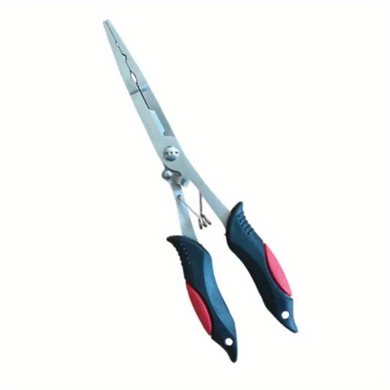 11.8in Multifunctional Luya Pliers Stainless Steel Fishing Pliers Fishing Accessories Fish Mouth Pliers Hook with Rubber Handle