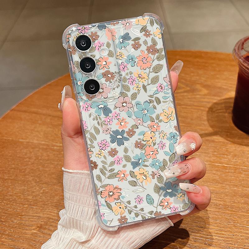 Romantic Garden Pattern Phone Case For Samsung Galaxy S26 S25 S24 S23 Ultra S22 Plus S21 S24 S25 FE Clear Shockproof Soft Cover
