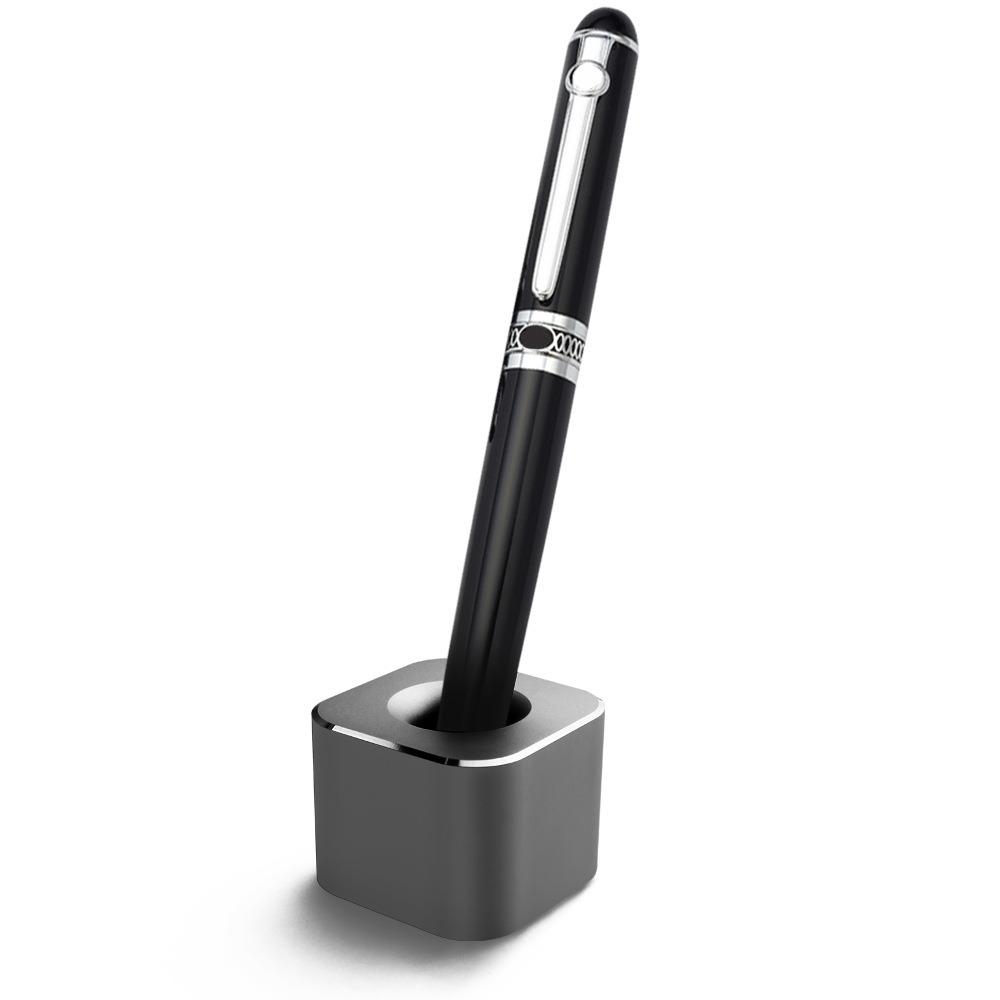Creative Mini Aluminum Pen Holder office supplies Square Shape Metal Pen Stand Non-slip Pencil Slot