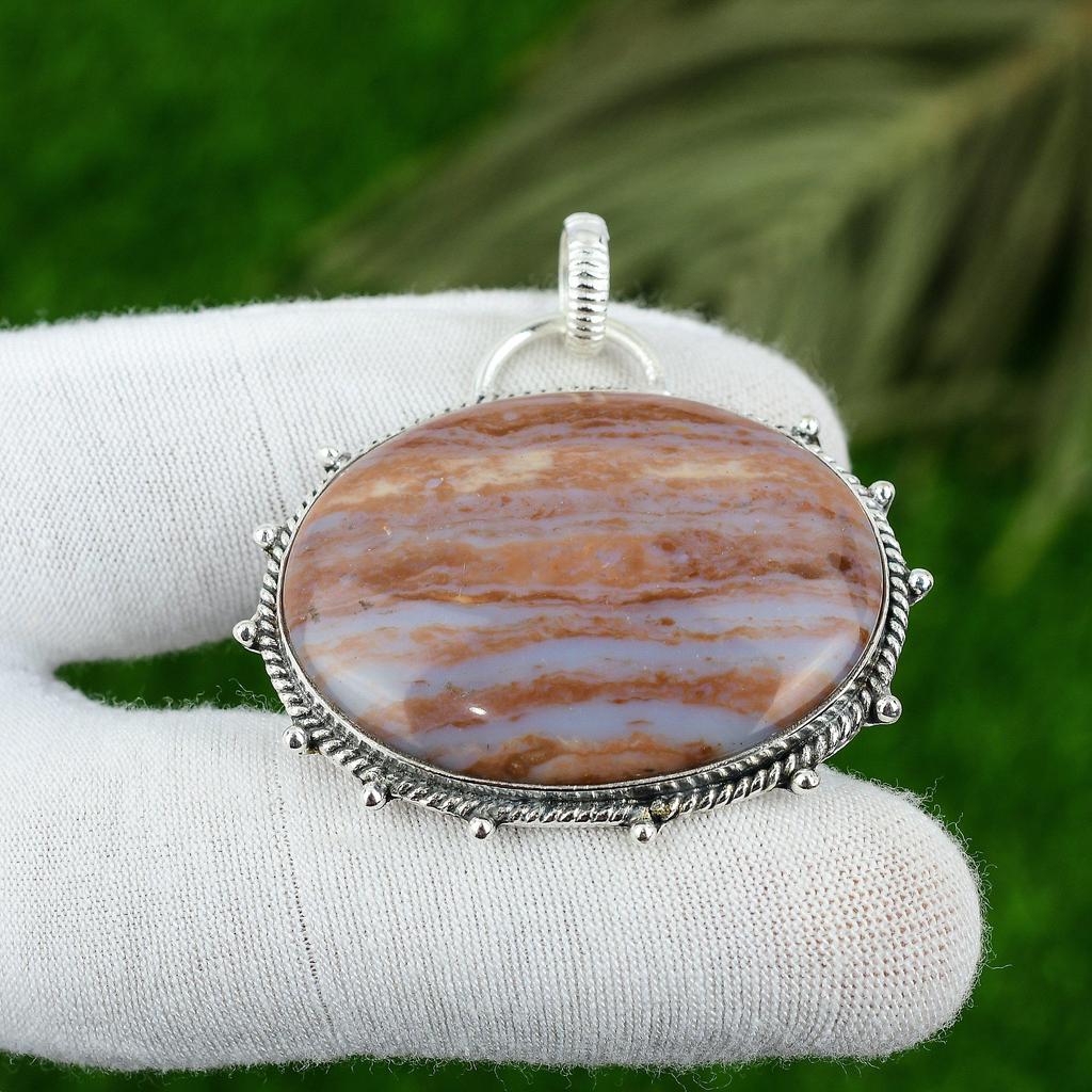 Natural Rainbow Jasper Gemstone Pendant 925 Sterling Silver Jewelry For Girls
