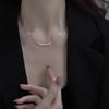 Collana a forma di faccina sorridente in argento sterling 925 da donna versatile di nicchia collana sorriso catena clavicola lusso a luce fredda semplice gioielli quotidiani per feste regali