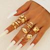 Hollow Geometric Alloy Ring Ladies Personality Hip Hop Opening Adjustable Ring Set
