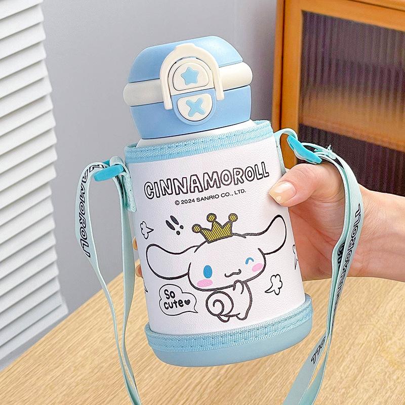 Thermos Cup for Children To Go To School with Straw Water Cup for Children and Students Straw Kettle Is Cute