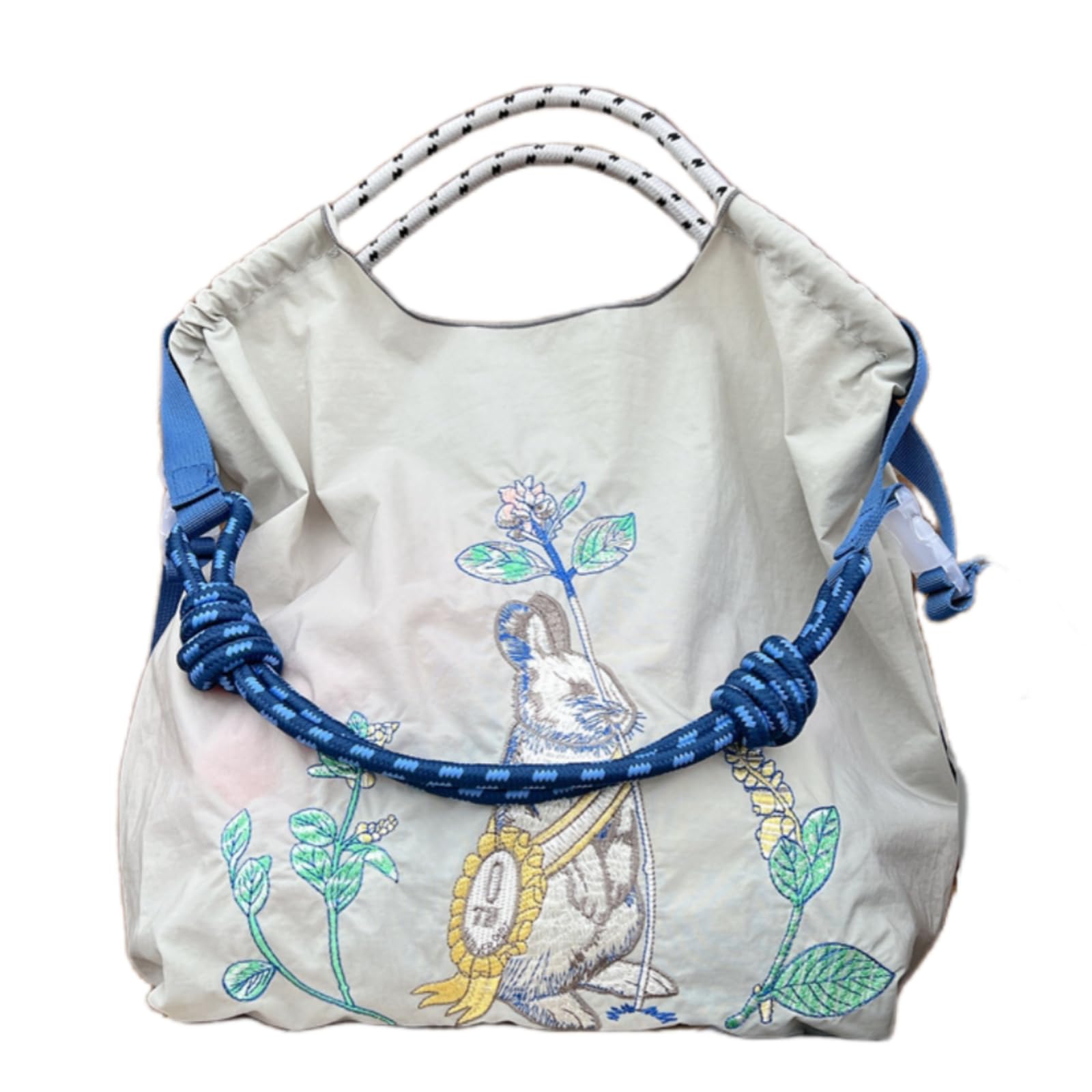 

Ball and Chain Eco 2025 Embroidered Eco Shopping Large Tote Reusable [REENEW] Bag, Bag, Bag, Capacity, Lightweight, Storage, Bag, Foldable, (Rabbit,