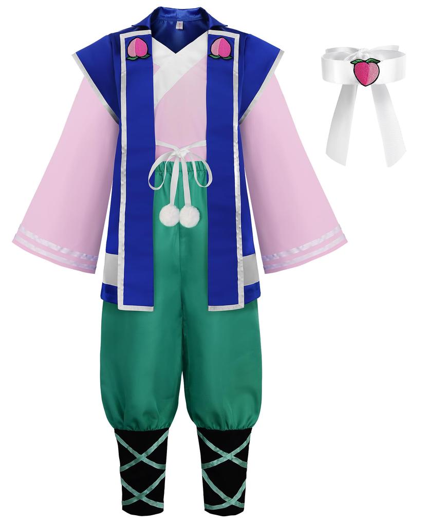 Momotaro Costume Outfit Set Pink Green Navy 140 [ReliBeauty] Children's