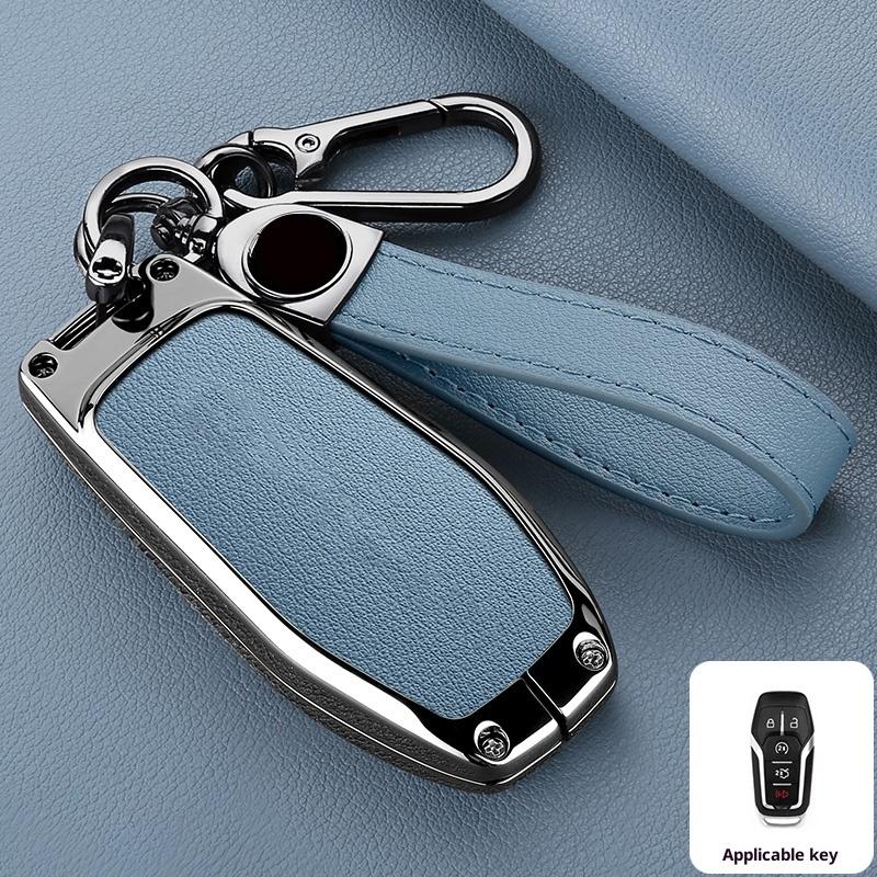 Zinc Alloy Leather Car Key Fob Case For Ford Fusion Mondeo Mustang F 150 Explorer Edge Key Fob Car Key Case