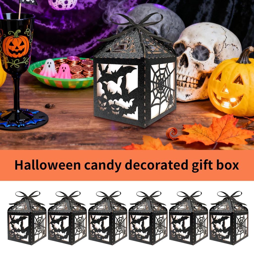 Halloween Boxes Paper Bat Containers Halloween Chocolate Box Party Decor For Snacks Gummy Bread Table Shelf Kitchen Mantel Bar