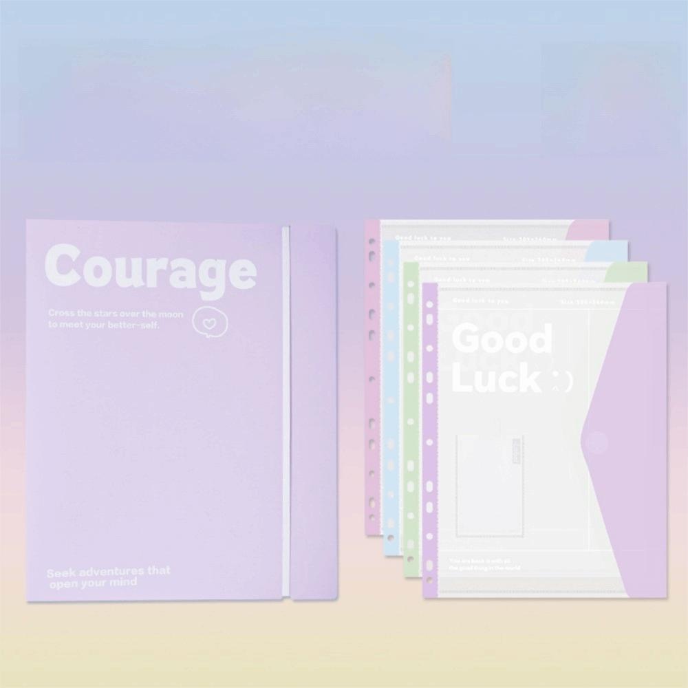 INS Loose Leaf File Folder Transparent File Bag A4 Loose Leaf File Folder  School Stationery фиолетовый