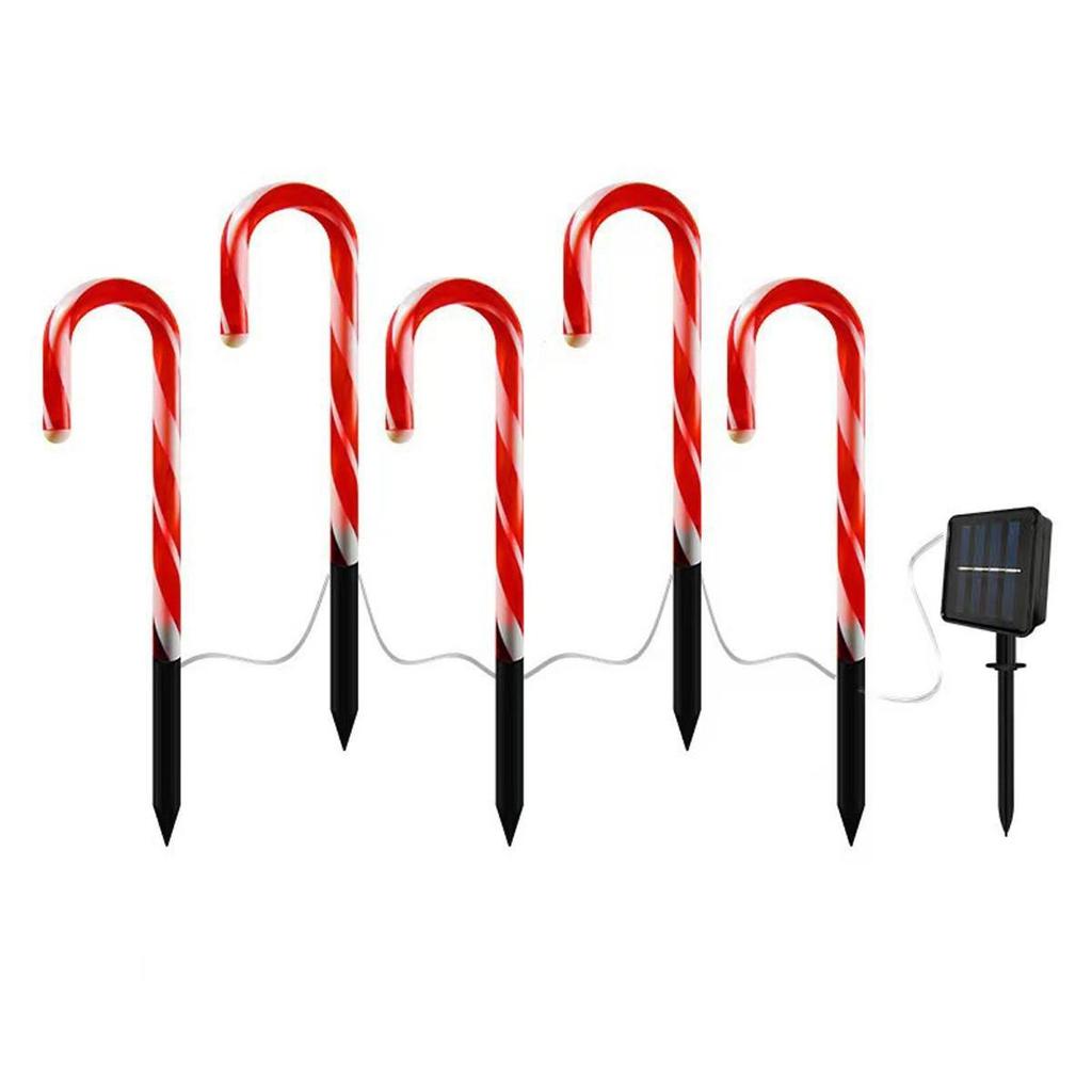 Waterproof Solar Candy Cane Pathway Lights – Festive Outdoor Decoration with Stars and Snowflakes