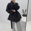 Stand-up collar short double-sided wool coat lapel loose lazy small autumn and winter women's camel white coat