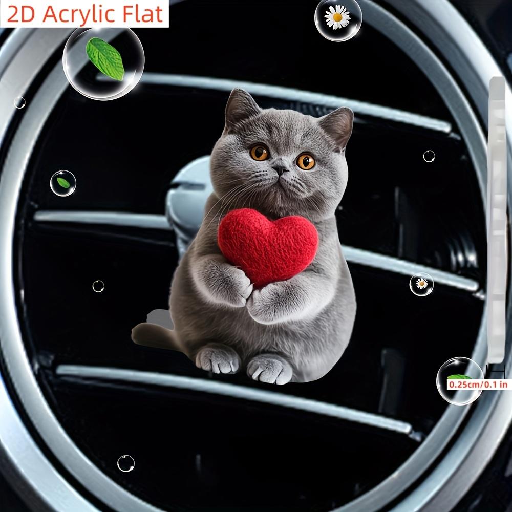 2D Acrylic Flat Cat Design Automobile Air Freshener Odorless Automobile Aromatherapy Diffuser, Decorative Car Interior Design Accessories