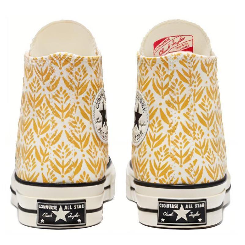 Converse Chuck Taylor All Star Trendy High-Top Canvas Shoes Women's Pale Yellow and White Print