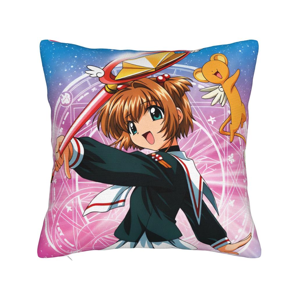 Sakura Magical Cartoon Anime Pillow Cover Comfy Cushion Cover Kawaii Pillow Case For Living Room Bed Chair