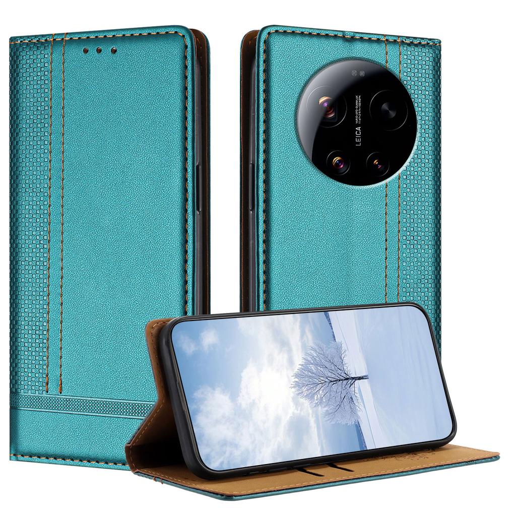 For Xiaomi 17 Ultra 5G Case L-Shaped Grid Pattern Leather Stand Phone Cover with Card Slots