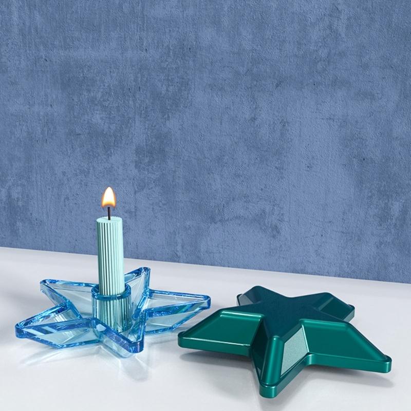 Star Round Candlestick Silicone Mold Candle Holder Tray Gypsum Resin Mold Handmade Candle Holder Mold Decoration