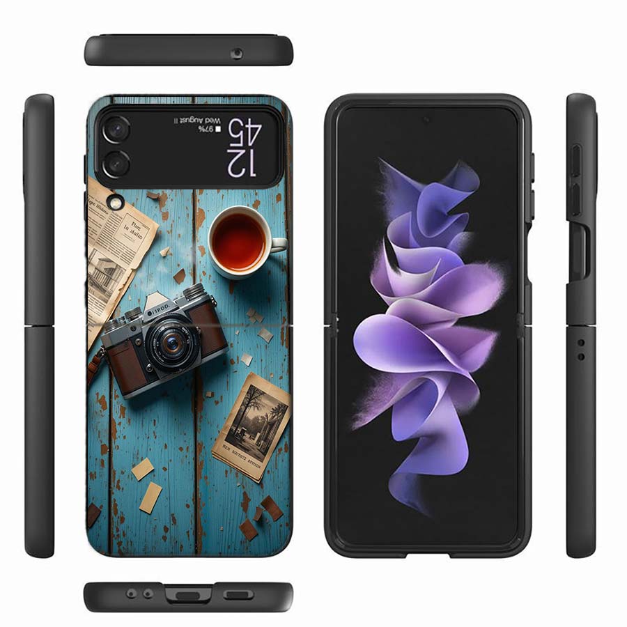 Camera and Souvenirs With Scenery Phone Case For Samsung Z Flip 6 7 5G Z Flip 5 Galaxy Z Flip 3 4 5G ZFlip Shockproof Hard Cover