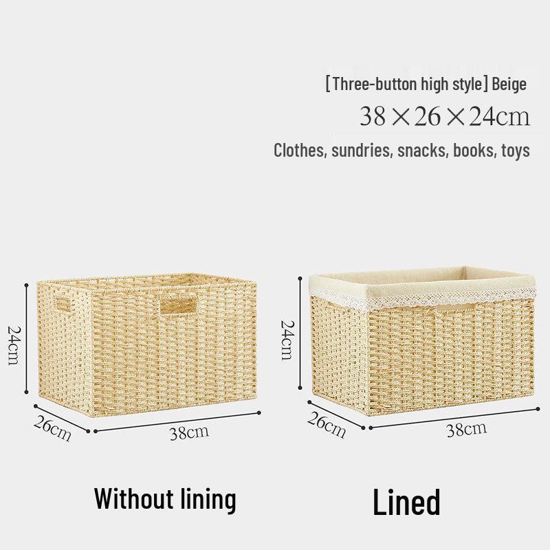 Rattan Woven Storage Basket for TV Stand, Bookcase, and Wardrobe