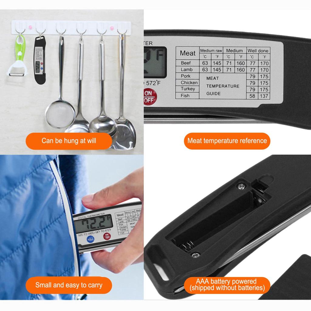 Digital Electronic Food Thermometer Foldable Intelligent Straightaway Read Thermometer for Cooking