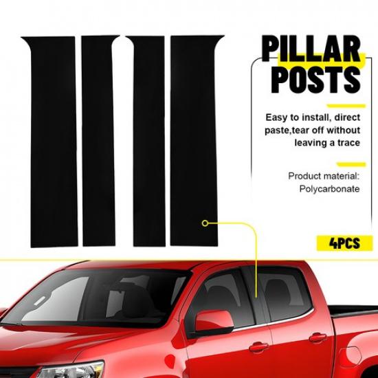 For 2015- Chevrolet Colorado Black Pillar Post Door Window Cover EOOH