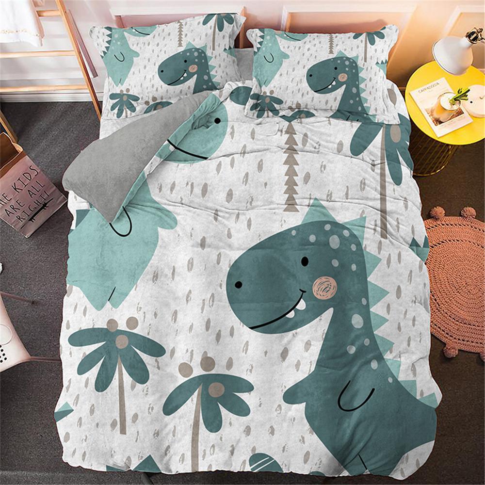 Comforter 3D - Printed Single - Sized Cartoon Dinosaur Family - Themed For Boys' Kids Bedclothes