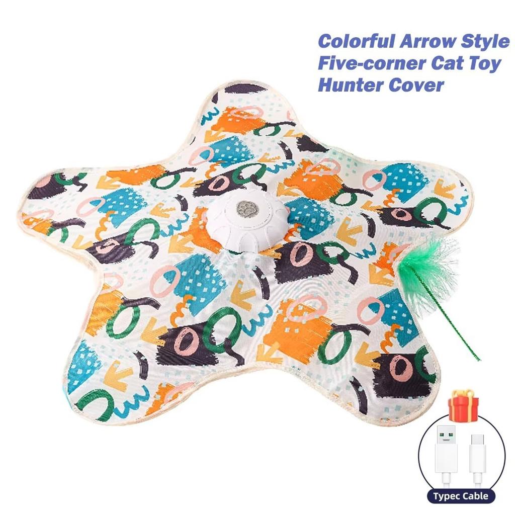 Pet Cat Toys Interactive Hide and Seek Cat Toy with Mouse Squeaky Motion Activated Moving Concealed Feathers Kitten Teaser Toy