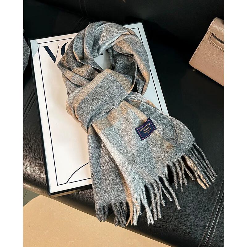 VICTORIA&VERA Autumn/Winter Large Color Block Tassel Scarf 30x180cm