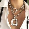 1pc Punk Style Ladies' Fashion Pendant Necklace | Elegant Irregular Geometric Hollow Iron Square Pendant, Ideal for Daily Wear, Vacations