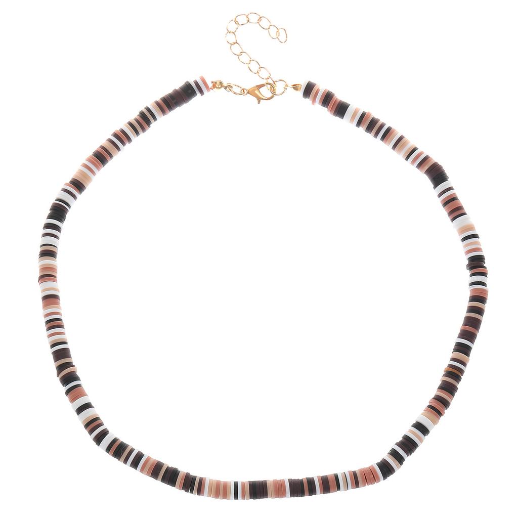 Bohemian men's necklace niche design personalized color splicing soft pottery disc clavicle chain women