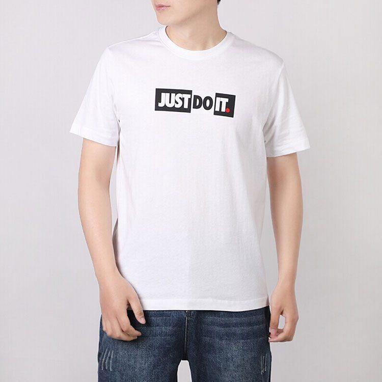 Nike T Shirts Men's White Crew Neck Moderate Straight Fit CK2306-101