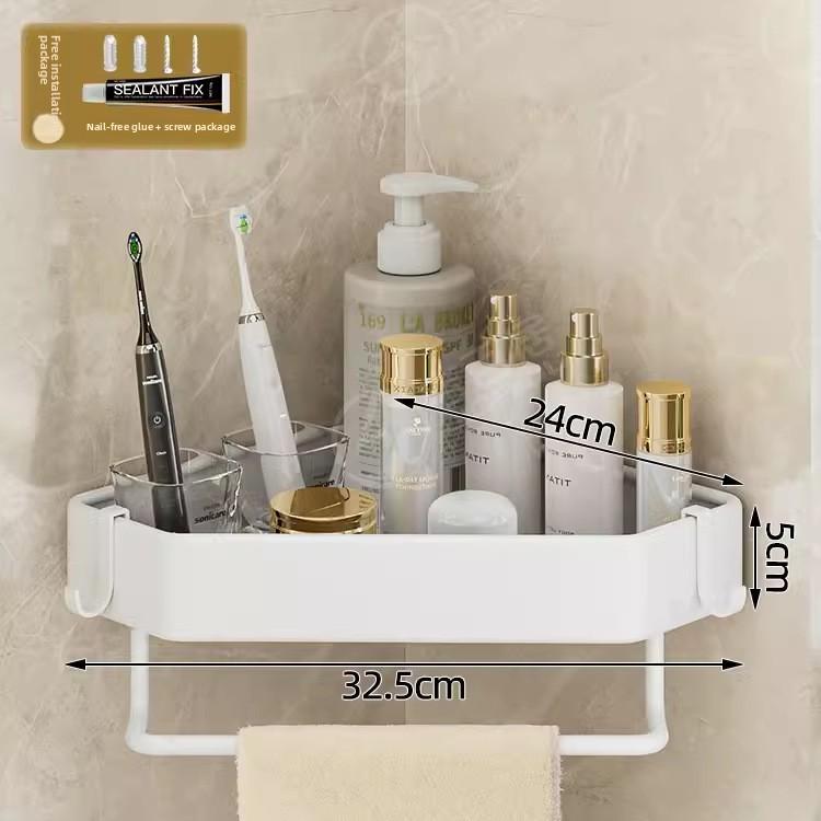 

Полка для хранения туалета в ванной без перфорации Single layer with rod белый