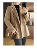 Damen Slim Woll-Melton Übermantel - Mittellang, Doppelseitig mit Reverskragen für Herbst und Winter