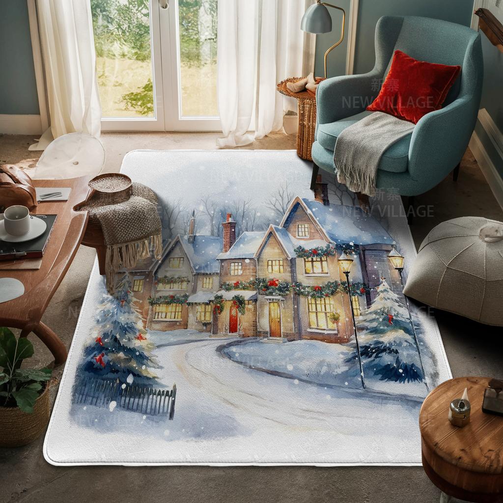 House Entrance Carpet Home Door Mat Living Room Bath Foot Bathroom Non-slip Water Absorption Rugs Bath Merry Christmas Winter