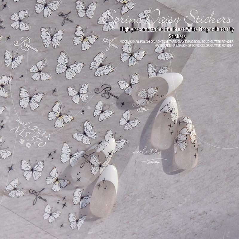 

Trending Spring Butterfly Nail Stickers - Pure White Self-Adhesive