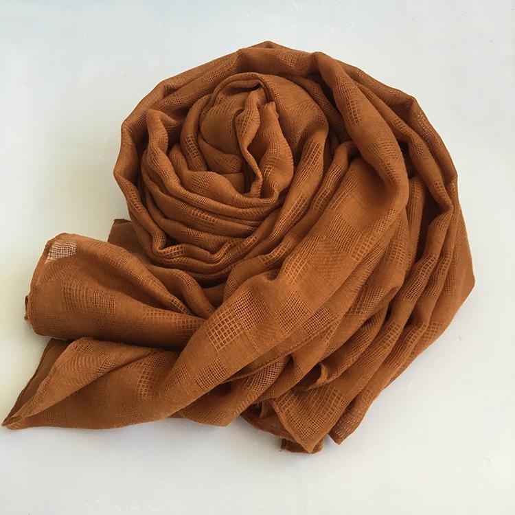 

Весенне-осенний шарф из полиэстера и хлопка с ажурной сеткой, карамельного цвета в клетку, шаль, корейская версия, универсальный шарф из хлопка и льна, женский Caramel color 75 * 190cm