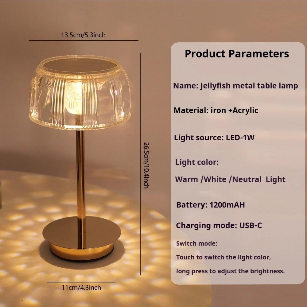 Retro Acrylic LED Table Lamp Rechargeable USB Touch 3 colors Light Dimming for Bedroom Bedsides Bar Atmosphere Iron Desk Light
