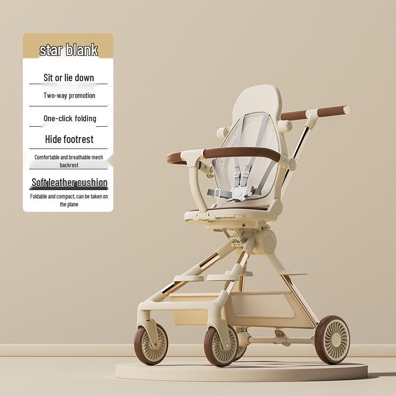 

Легкая детская коляска с двумя режимами: Двусторонний толкатель «Сидя-Лежа» с дизайном высокой посадки