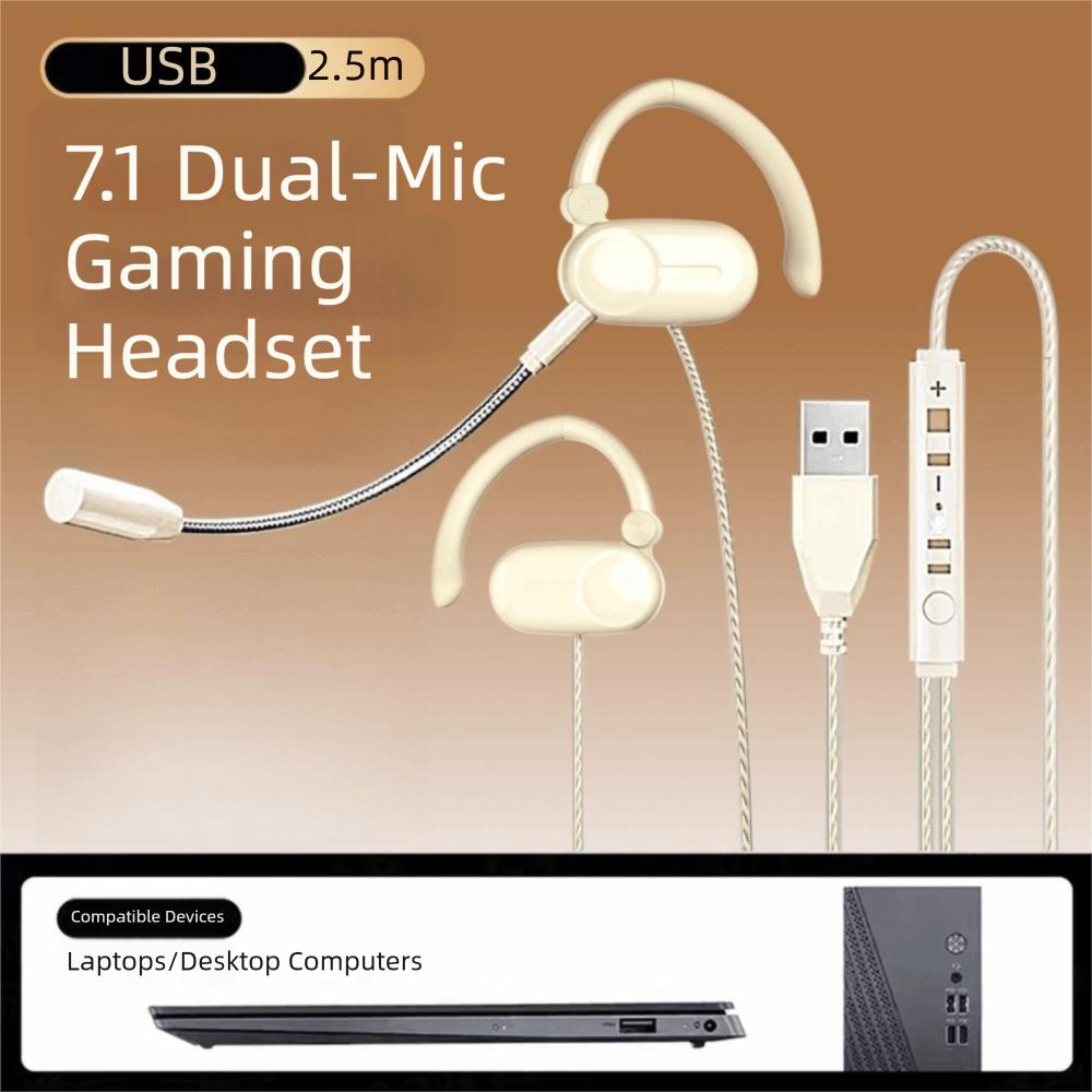Open Ear Wired Headphones Dual Microphone Noise Reduction Wired Headset Detachable Microphone Ear-hook Wired Earphones Handsfree