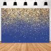 2D Royal Blue with Sparkling Gold Confetti Backdrop Photography Background Banner