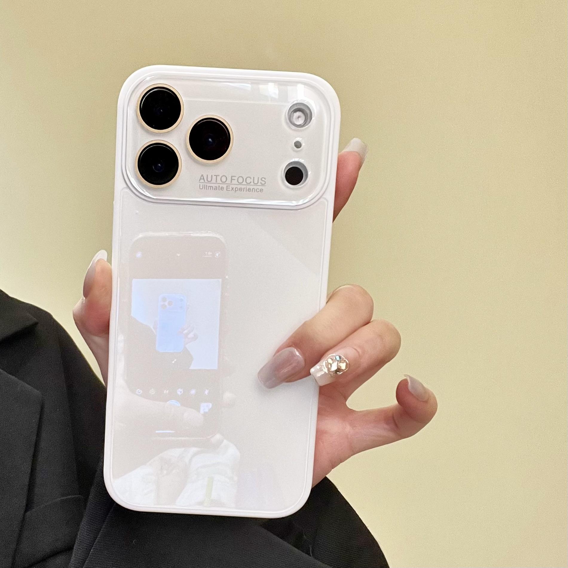 

Розкішний Захисний Чохол-Кришка з Великим Вікном для Об єктива для iPhone 17 16 15 14 13 12 11 Pro Max Plus Ударостійкий Чохол для Телефона з Загартованим Склом iPhone Air білий