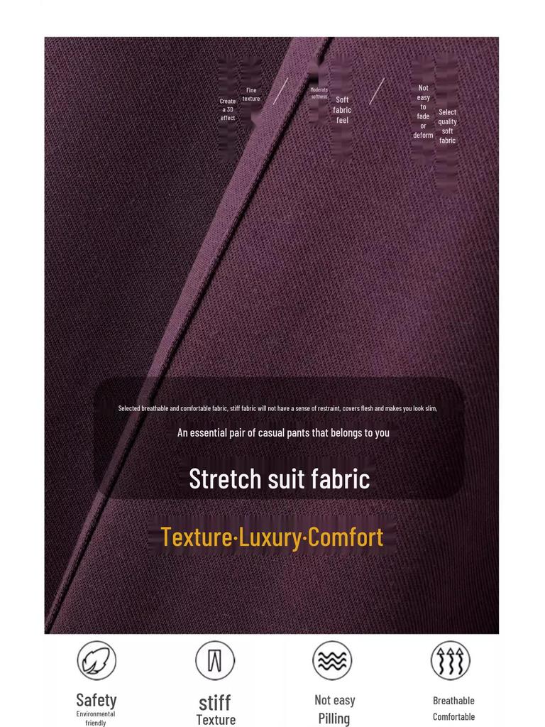 High-End Women's Purple Scimitar Spring 2025 Slimming Wide-Leg Pants with Elastic Waist