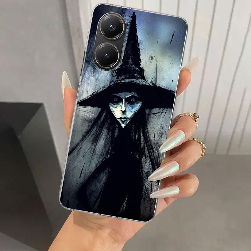 Halloween Moon Witch Horror Phone Case for Xiaomi Poco X5 X6 X7 Pro F7 Ultra M7 Redmi 15 15C 13 13C 12 12C 10 10A 10C 9 9A 9C 9T
